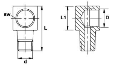 adapter 90° schets