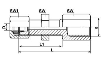 Traversée de cloison 24° droite avec filetage intérieur - aide graissage 4