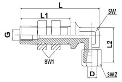 Bulkhead 24° elbow - female thread greasing aid